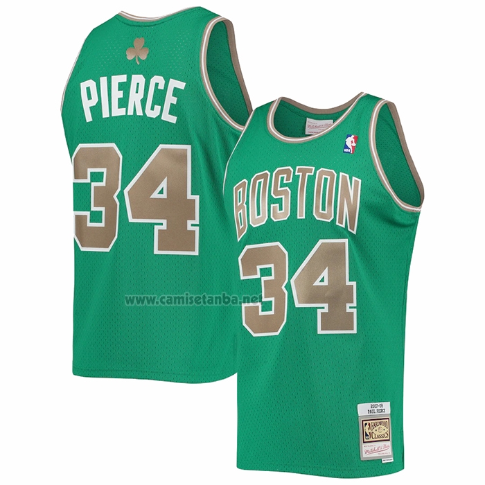 Camiseta Boston Celtics Paul Pierce #34 Mitchell & Ness 2007-08 Verde